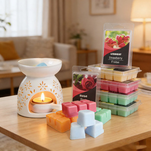 Handmade 6 Cells Plastic Jar Clamshell Cheap Small Scented Candles Cubes Caixa Personalizada Fragancias Paquetes Para Wax Melts