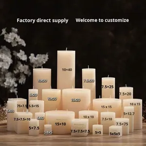 Luxury Ivory White Pillar Candles - Large Cylindrical Paraffin Wax Wedding Candle for Home Decor & Christmas - Smokeless