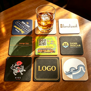 Custom Printed Square Paper Coaster Food Grade Cardboard Cocktail Beverage Drink Beer Paper Coaster For Restaurant Bar Pub Cafe