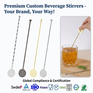 Laser LOGO Food Safe Stainless Steel Twisted Stir Custom Cocktail Swizzle Sticks