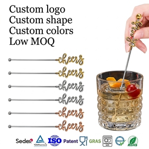 Custom Logo Stainless Steel Letter Cocktail Stirrers Garnish Drink Pick