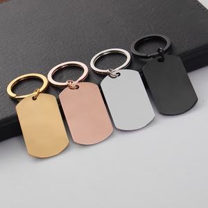 Custom Keychain Stainless Steel Polished Tag Pendant Personalized Charm Metal Blanks Keyring for Laser Engraving Bulk Wholesale