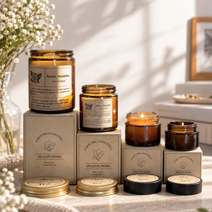Custom Amber Glass Jar Candle Gift Box
