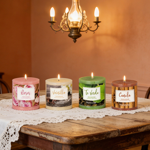 Scented Pillar Candle Handmade for Home Decoration Holiday/Wedding Use Indoor