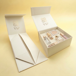 Luxury Brand Custom Collapsible Rigid Box with Ribbon Magnetic Paper Rigid Boxes with Insert for High Value Beauty Gift Sets Box