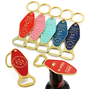 Factory Custom Logo Bottle Opener Keyring Letter Number Alloy Enamel Bottle Opener Magnet Vintage Hotel