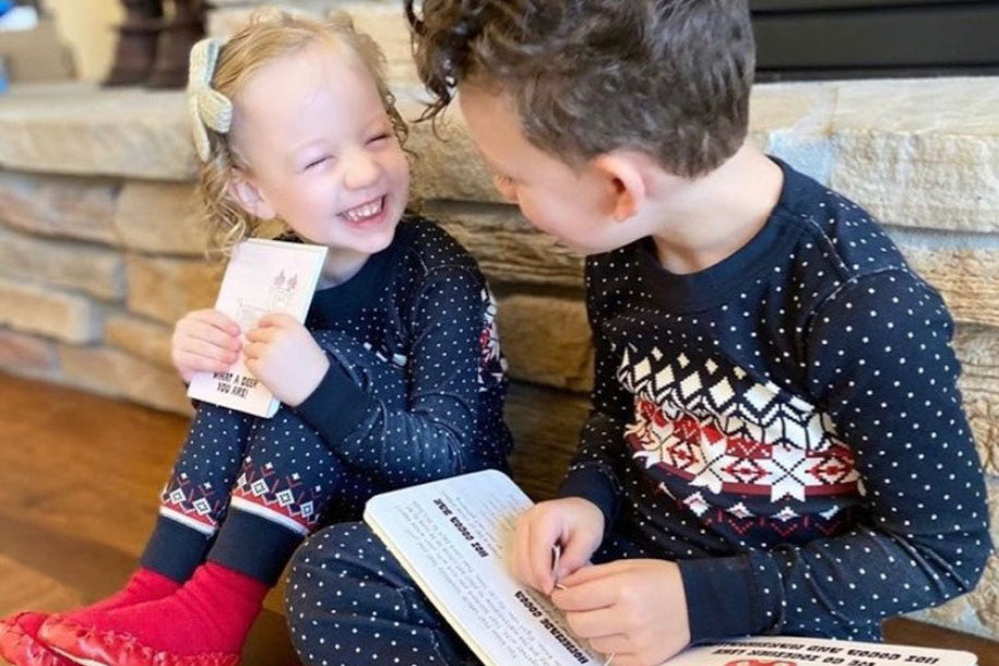 Children reading Papersalt inspirational hardcover gift book