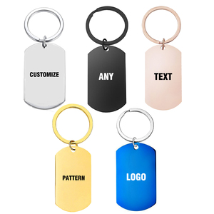 Wholesale Custom Logo Stainless Steel Dog Tag Keychain Blank Metal Keyring for Laser Engraving Personalized Promotional Gift