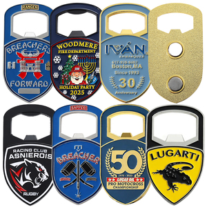 Available Template Custom Gold Plated Metal Soft Enamel Logo Luxury Magnetic Bottle Opener Fridge Magnet